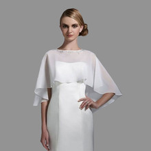 Custom Made Bridal Shawl Wrap Chiffon Ivory/white Button Accessories Polyester Bolero Women Wedding Party Chaqueta Noiva 2016