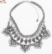 2014 New Trendy Designer Crystal Pendant Necklace Sweater Chain Statement Luxury Party Jewelry Za Brand Necklace 3501