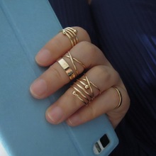 2014 latest fashion punk gold plated stackable midi ring sets for women bagues ensemble bijoux wholesale