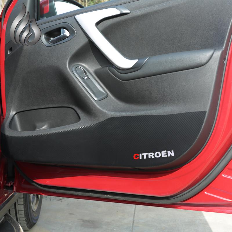 Citroen C3 XR 2014 Carbon prevent dirty door protective film sticker with Citroen logo 4pcs