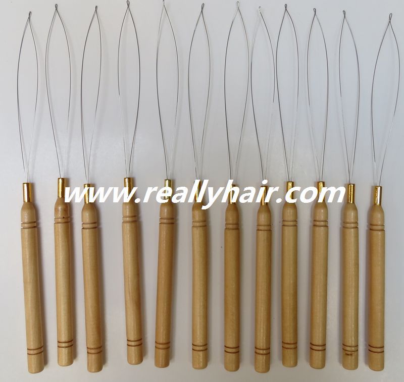12pcs Lot Wooden Handle Pulling Loop Needle font b Hair b font font b Extensions b