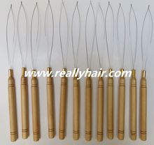 12pcs/Lot ,Wooden Handle Pulling Loop Needle Hair Extensions,Hair Extension Tools