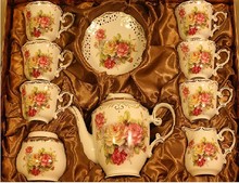Ceramic coffee cup set / high-quality  wedding gift / Classic coffee appliance set / fashion rose wholesale Free shipping