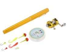 Mini Pen Fishing Rod set Pen Shape Portable Pocket Aluminum Alloy Fish Spinning Rod Pole with Reel line