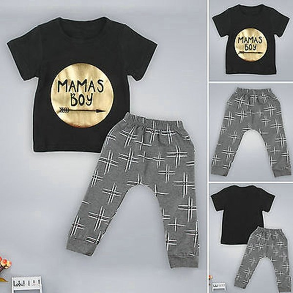 2016 summer baby boy clothes set cotton short sleeved letter t-shirt+pants 2pcs baby boy suit 01