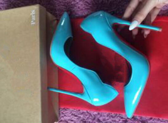 100% REAL PHOTO red bottom heels women , 12mm high heels skyblue ...