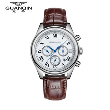 Origianl GUANQIN Top Brand Luxury Automatic Mechanical Watches Men Business Waterproof Leather Strap Sapphire Mirror Mens Watch
