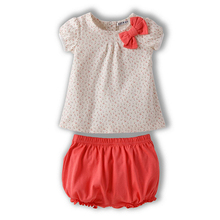  Kids Baby Girls Cherry Clothes Set Dots T shirt Tops Pants 2Pcs Outfits Bow Cotton