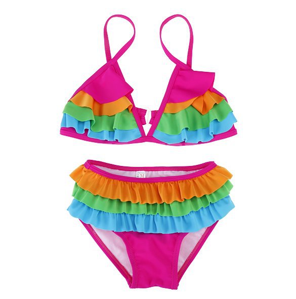 Brand-New-Girl-Swimwear-Swimsuit-2015-Fashion-Colorful-Layered-Stitching-Two-piece-Swimsuits-Bikini-set-Children (1)
