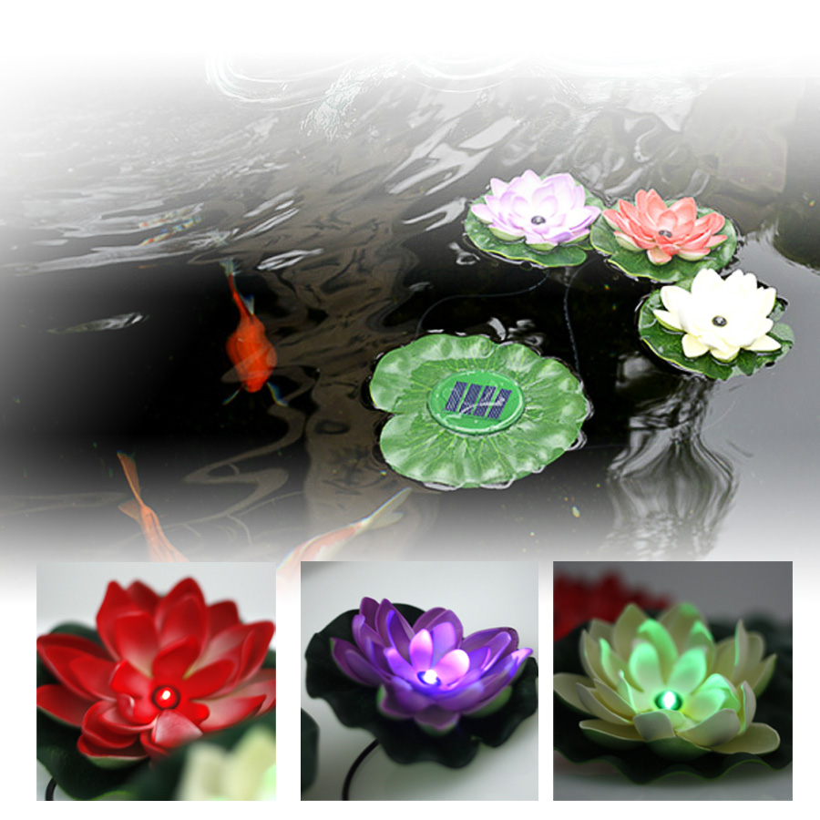 Solar Power Lotus Floating RGB Colors Light LED Pool Flower Night View Lamp for garden decoration Free shipping Solar Power Lotus Floating RGB Colors Light LED Pool Flower Night View Lamp for garden decoration Free shipping