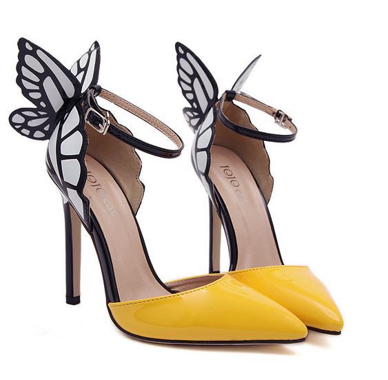 2015 new fashion fantasy butterfly wings pointed high-heeled sandals hollow spell color shoes women