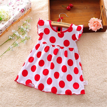 2016 New Baby Girl Dress 0-2 Year Big Red Dot Vestido infantil Girls Fashion Cotton Regular Clothing Short Sleeve A-Line Clothes