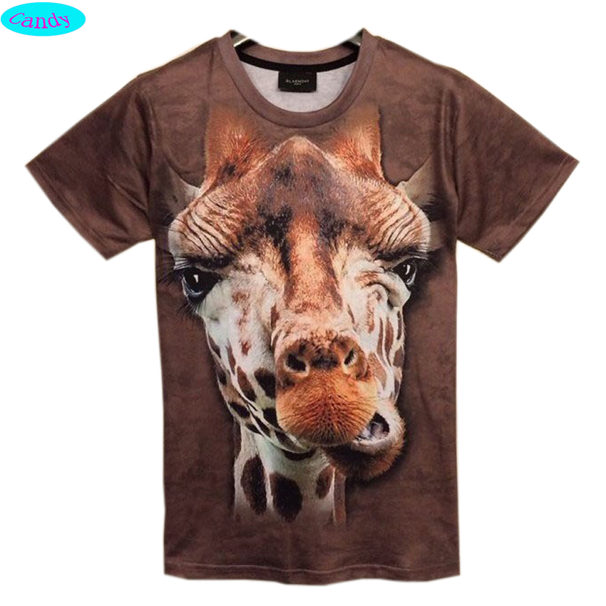 2016 3D Animal t shirt for boys and girls funny giraffe Headphones Rabbit animal printed big