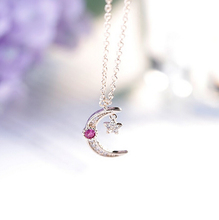 2016 New Fashion Ruby Jewelry Sailor Moon Star 925 Sterling Silver CZ Diamond Choker Necklaces & Pendants For Ladies D201