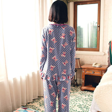Song Riel autumn and winter leisure wave point cartoon couple long sleeved casual cotton pajamas men