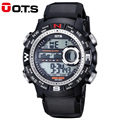 O T S Large Dial Shock Outdoor Sports Watches Men Classical Digital LED 50M Waterproof Military