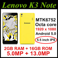 Original Lenovo K3 Note K50 T5 Android5 0 cell phone MTK6752 Octa Core 2G RAM 16G
