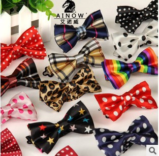 New 2015 Children Polyester Silk Tie Casual Bow Ties Stripes Dots Plaid Floral Stars Printed Butterfly