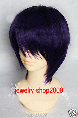 Wholesale& heat resistant LY free shipping>>New wig Cosplay Shaman King TAO REN Short Dark Purple Mixed Straight Wig