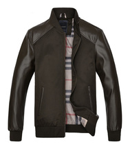 New Fashion Men s PU Leather Slim Casual Jacket 2015 Men Brand Collar Man Splicing Jackets