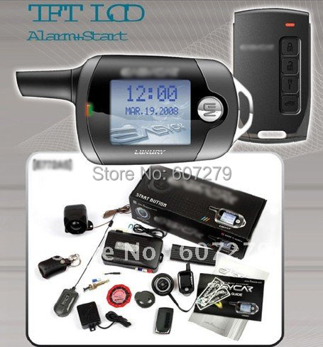 color LCD screen two way auto security system push button engine start stop PKE keyless entry