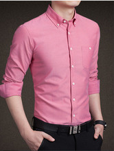 2015 Mens Dress Shirts Elegant Comfort Long-sleeve Men Shirt Cotton Solid Slim Business&Casual Shirt Men camisa 7 Colors M-4XL