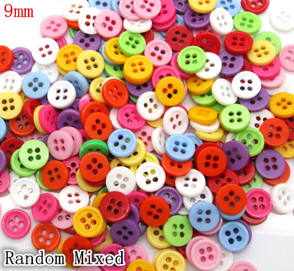 Hot sale High Quanlity Random Mixed Resin 4 Holes Sewing Buttons Scrapbooking 9mm Knopf Garment Accessories