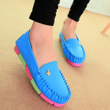 2015 new good quality women PU leather shoes flats sneakers colour fashion casual platform waterproof soft