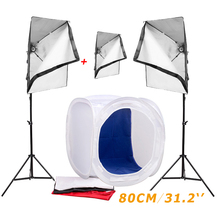 Photography Studio Soft Box Lighting Kits 80cm Light Tent Softbox+68cm Light Stand*2+220v 50x70cm Softbox*3 Photo Studio Set