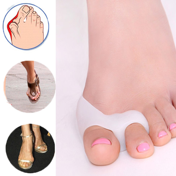1Pair Silicone Gel foot fingers Two Hole Toe Separator Thumb Valgus Protector Bunion adjuster Hallux Valgus