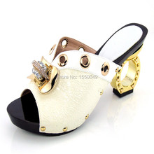 white Fashion Italian Matching Shoe With Rhinestone Upscale African High Heels Shoes With Matchign YK-1516