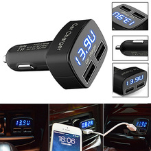 Car Vehicle 12 V USB Car Charger Adapter Voltmeter Ammeter Monitor DC 5 V Digital Thermometer Digital Display