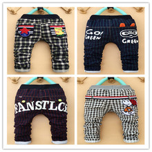 2016 New style Boy jeans kids clothes,children jeans Elastic Waist fashion pants baby Slim trousers,checkered patterns