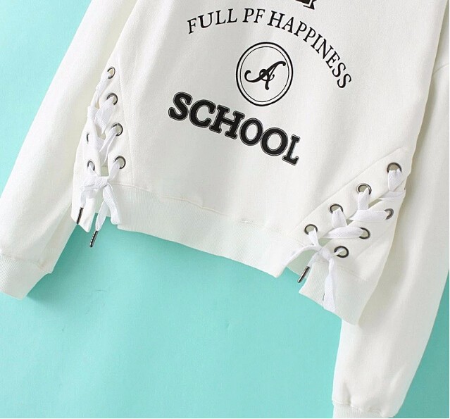 2015 Autumn girls new o-neck letters printed blouses lace short paragraph knitsweatershirts branded free shipping (5)