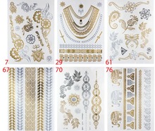 6 PCS new high-end luxury bronzing hot silver gold silver metal tattoo sticker tattoo temporary tattoo nightclub sexy gilt funds