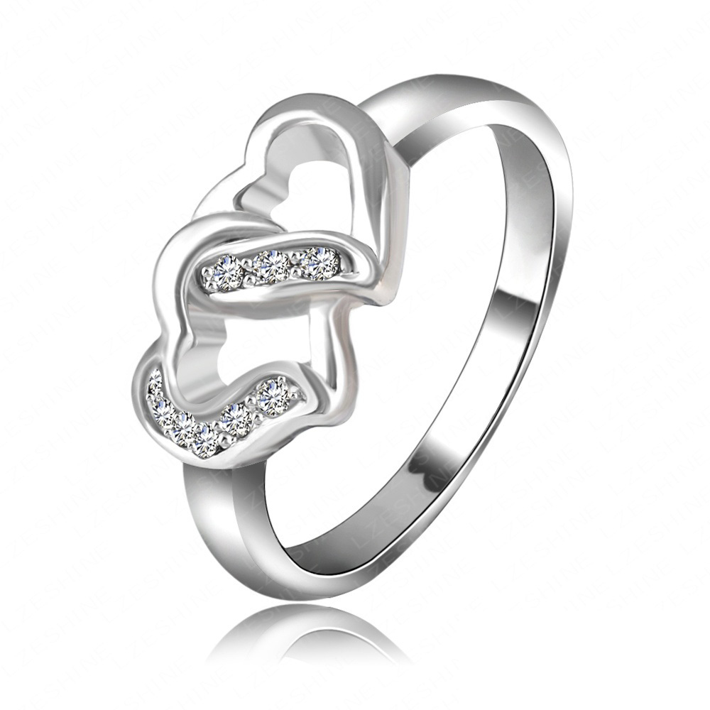 love ring real platinum plated double heart shaped love ring real platinum plated double heart shaped