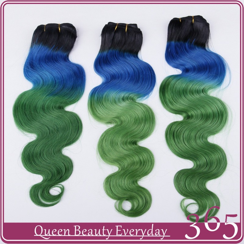 Ombre Hair Extensions Mermaid 1b Blue Green Brazilian Virgin