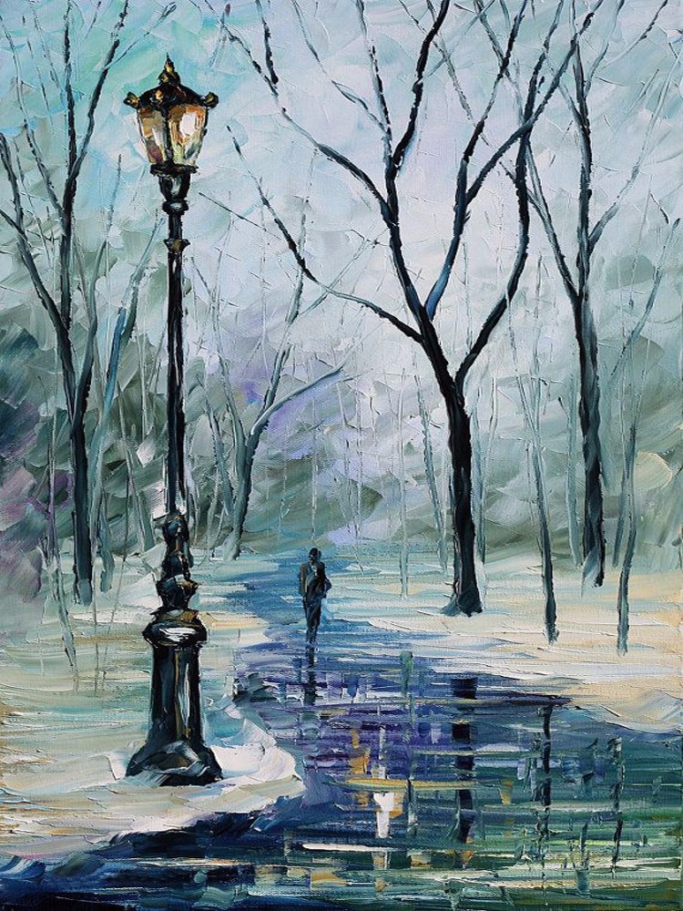 Newest Painting 100%Hand Painted Abstract Winter Landscape Oil Painting ...