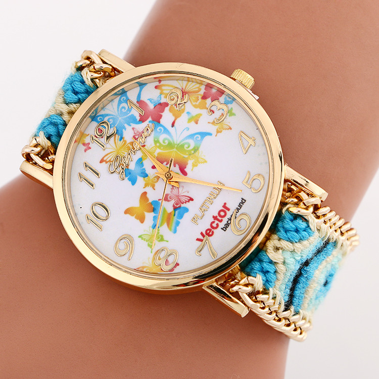 HOT Sell New Brand Handmade Braided Butterfly Friendship Bracelet Watch GENEVA Watches Women Quarzt Watches relogio feminino (13)