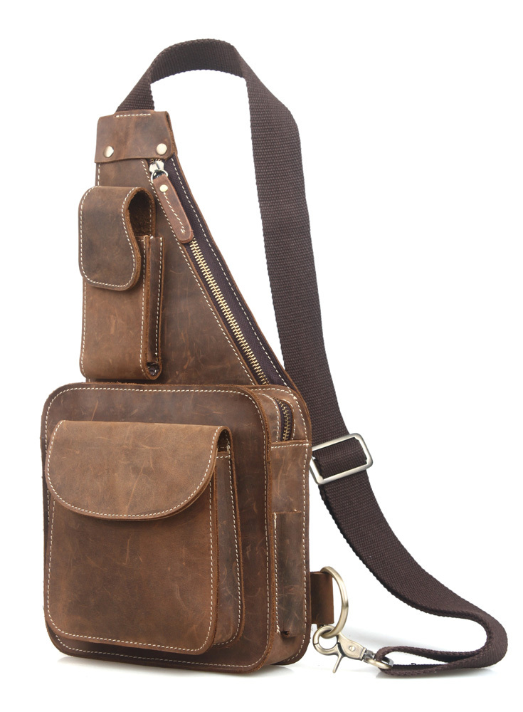 0 : Buy TIDING Fashion Vintage Style Leather Men Sling Bag Cross body Shoulder Bag ...
