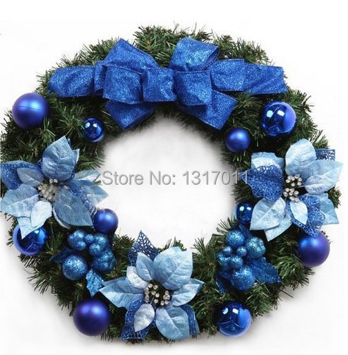 artificial christmas wreaths mixed blue bowknot balls to artificial christmas wreaths mixed blue bowknot balls to