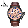 2016 News Luxury Men Automatic Mechanical Watch Self Wind Skeleton Hollow Unique Design Leather Strap Waterproof