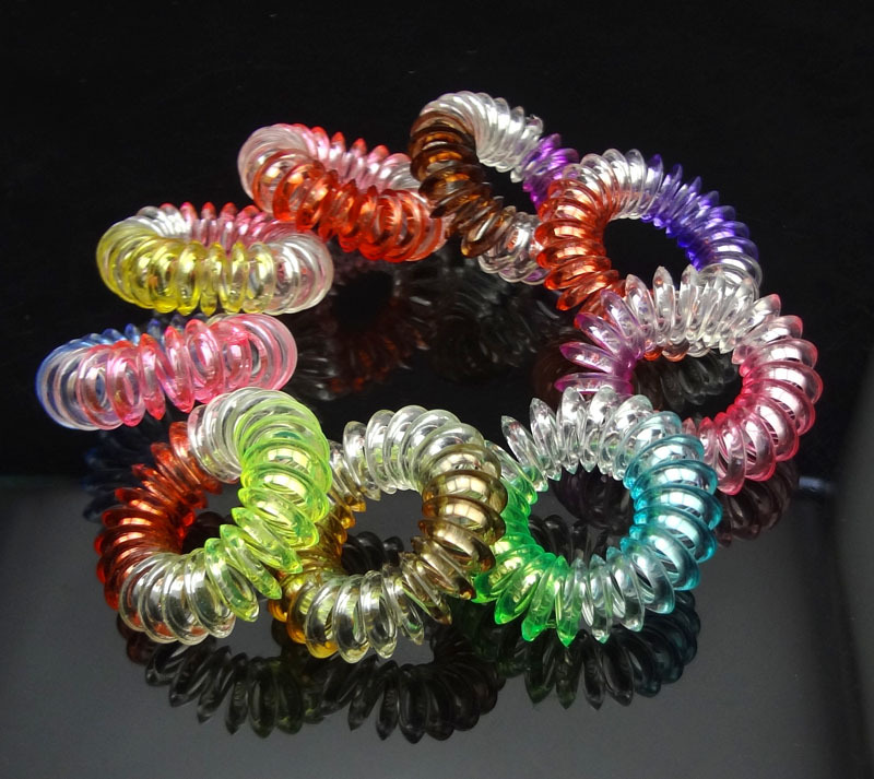 3cm 10 Pcs Lot Telephone Line Patchwork Candy Colors High Qualtity Triangle Ponytail Holder Elastic Hair