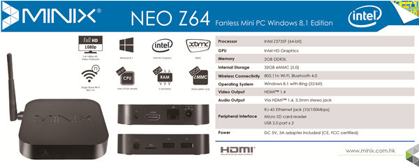 NEO Z64 Windows 8.1 Edition  - Spec Sheet