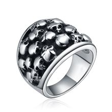 Heavy Charm Silver Black Gothic Stainless Steel Skull Biker Men’s Ring Jewelry