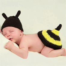 Hot Sale 2016 Baby Costume Photo Photography Prop Toddler Boy Girl Knit Crochet Beanie Animal Bee Shaped Hat Cap Sets