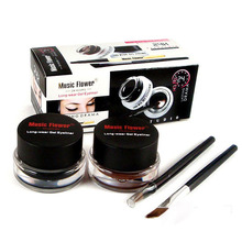 Black Brown 2PCS Waterproof Eye Liner Gel Eyeliner Makeup Cosmetic Brush Sets For Freeshipping