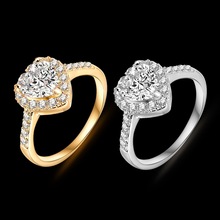 Love Style Sincere Heart Ring Real 18K Gold Platinum Plated Micro Pave Clear AAA Cubic Zirconia