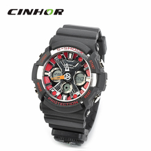Sd-1220 resistente al agua Dual Time Display de cuarzo Sport reloj de pulsera w / brújula – negro + rojo