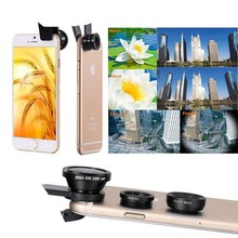 Universal 3 In 1 Clip-on Fish Eye Macro Wide Angle Mobile Phone Lens Camera kit for iPhone 4 5 6 Samsung S4 S5 note2 3 Lenovo